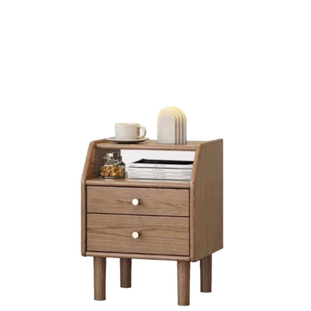 北歐風 實木 雙抽收納床頭櫃 YL12