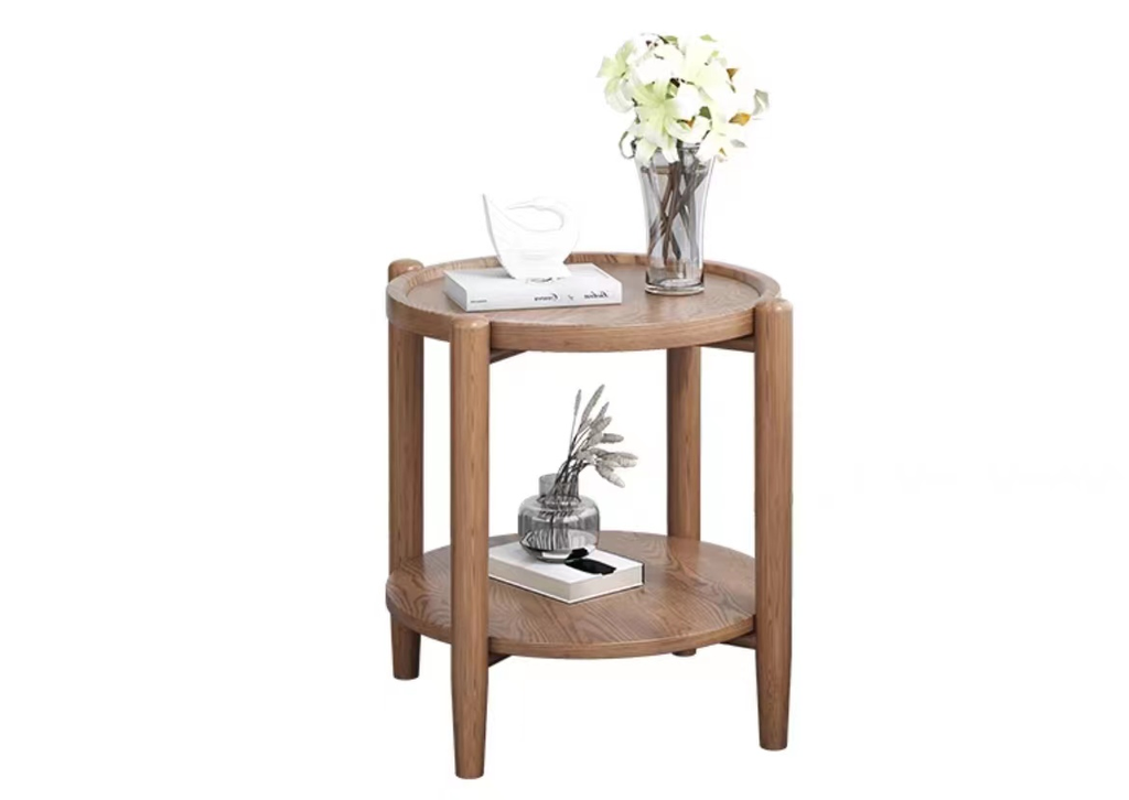 北歐風 白蠟木 雙層小圓邊几YL