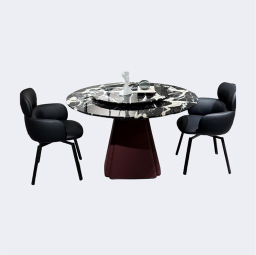 義式極簡 奢石 寶格麗黑 帶轉盤園臺SL-2526#