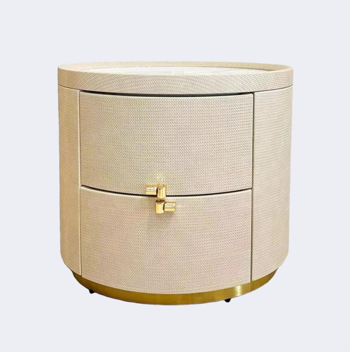 現代輕奢  皮紋編織佈 岩板床頭櫃 TT-ST201小