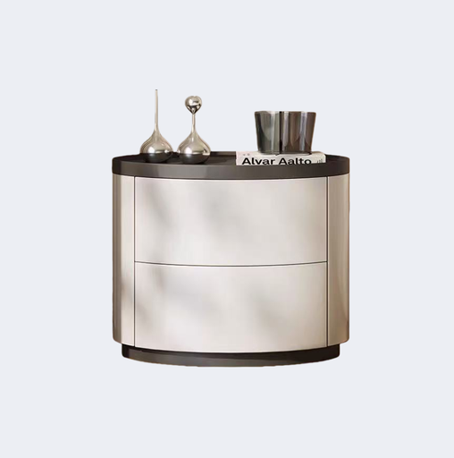 現代簡約 實木 烤漆 圓形床頭櫃ST069#雙抽