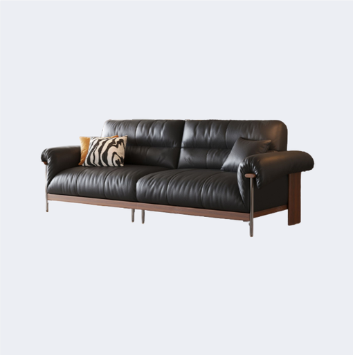 義式極簡風 實木底座 皮沙發OL-朗月#