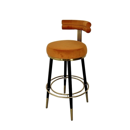 輕奢風 絨布H橙 高腳吧檯椅YH-377