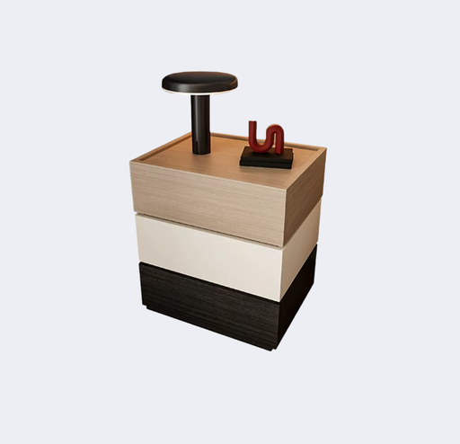 現代簡約 卡其木紋 三抽床頭櫃ST298