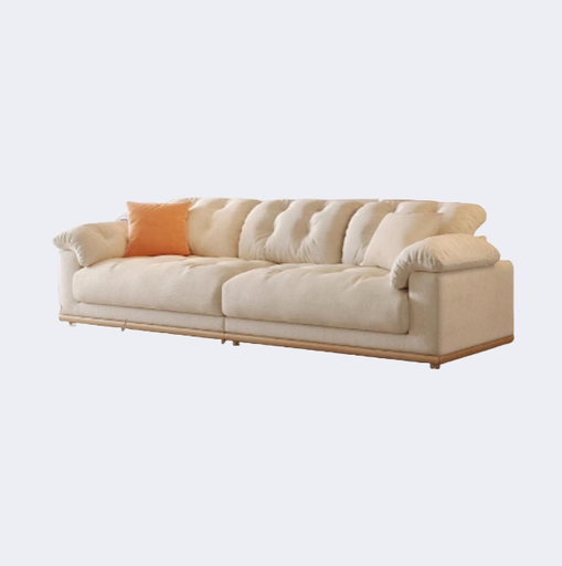 奶油風 實木底座 矮脚布藝沙發OL-雲舒#