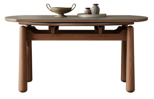 中古風 岩板  可伸縮 實木餐桌8901#OL