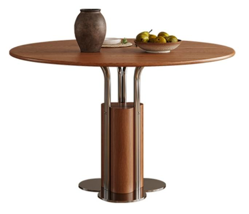 中古風 實木 圓形餐桌9821#OL