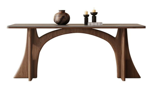 中古風 岩板 長形實木餐桌QC-63#OL