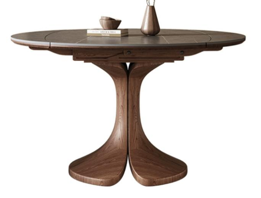 中古風 岩板 可伸縮 實木餐桌9482#OL