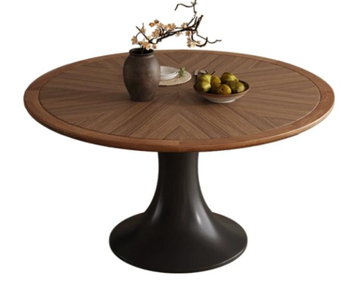 中古風 岩板 圓形實木餐桌HCT212#OL