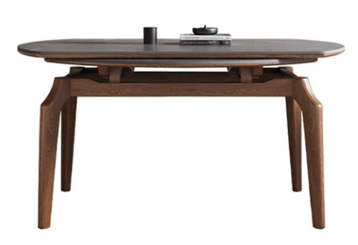 中古風 岩板 可伸縮實木餐桌A58#OL