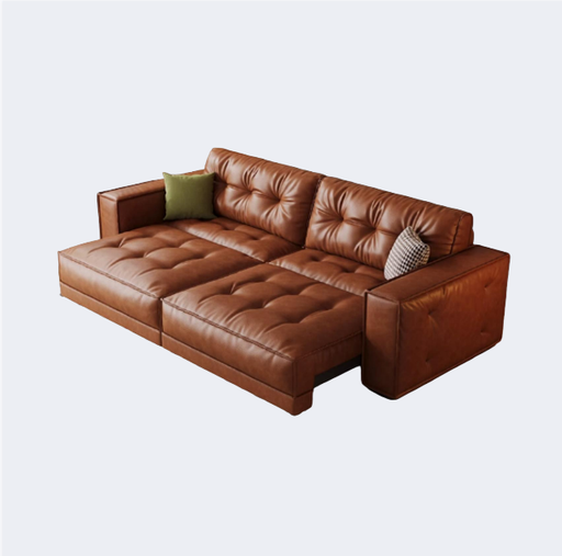 中古風 可伸縮 豆腐塊皮面沙發OL-1909#