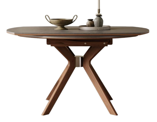 中古風 岩板 可伸缩 實木餐桌9801#OL