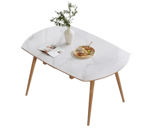 現代極簡風 岩板 可伸縮 實木餐桌6015#OL