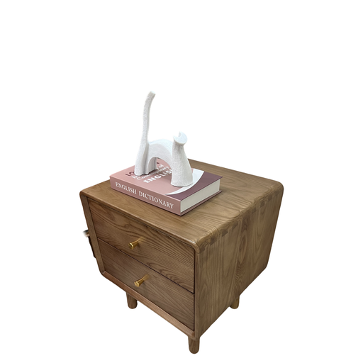 北歐風 實木 雙抽床頭櫃 YL16