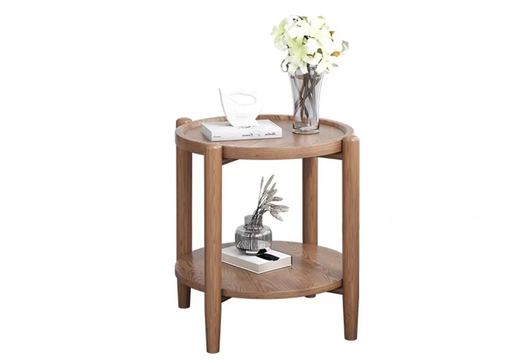 北歐風 白蠟木 雙層小圓邊几YL