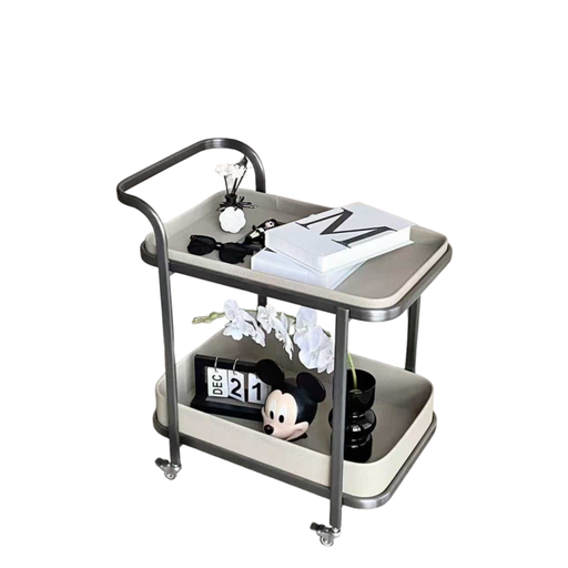 現代簡約 馬鞍皮不鏽鋼  小推車邊几YJJ-A45#